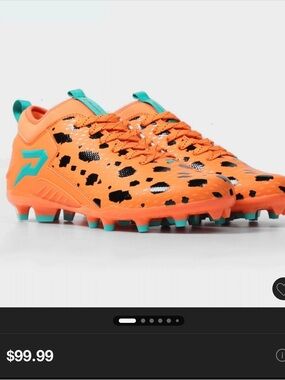 Phenom Elite Flintstones Bedrock Blitz Football Cleats Orange Youth Size 2